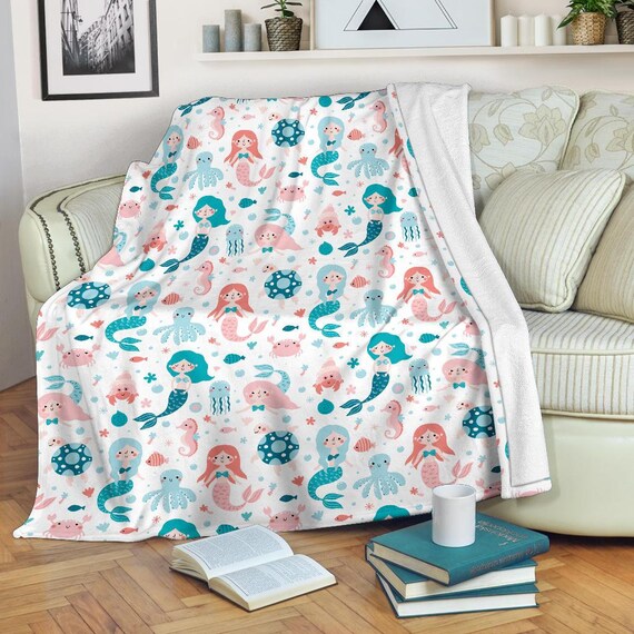 Little Mermaid Blanket Little Mermaıd Throw Blanket Mermaid Etsy
