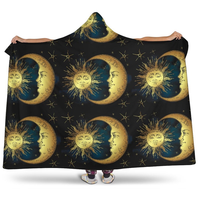 Sun And Moon Hooded Blanket Sun And Moon Blanket Soft Etsy