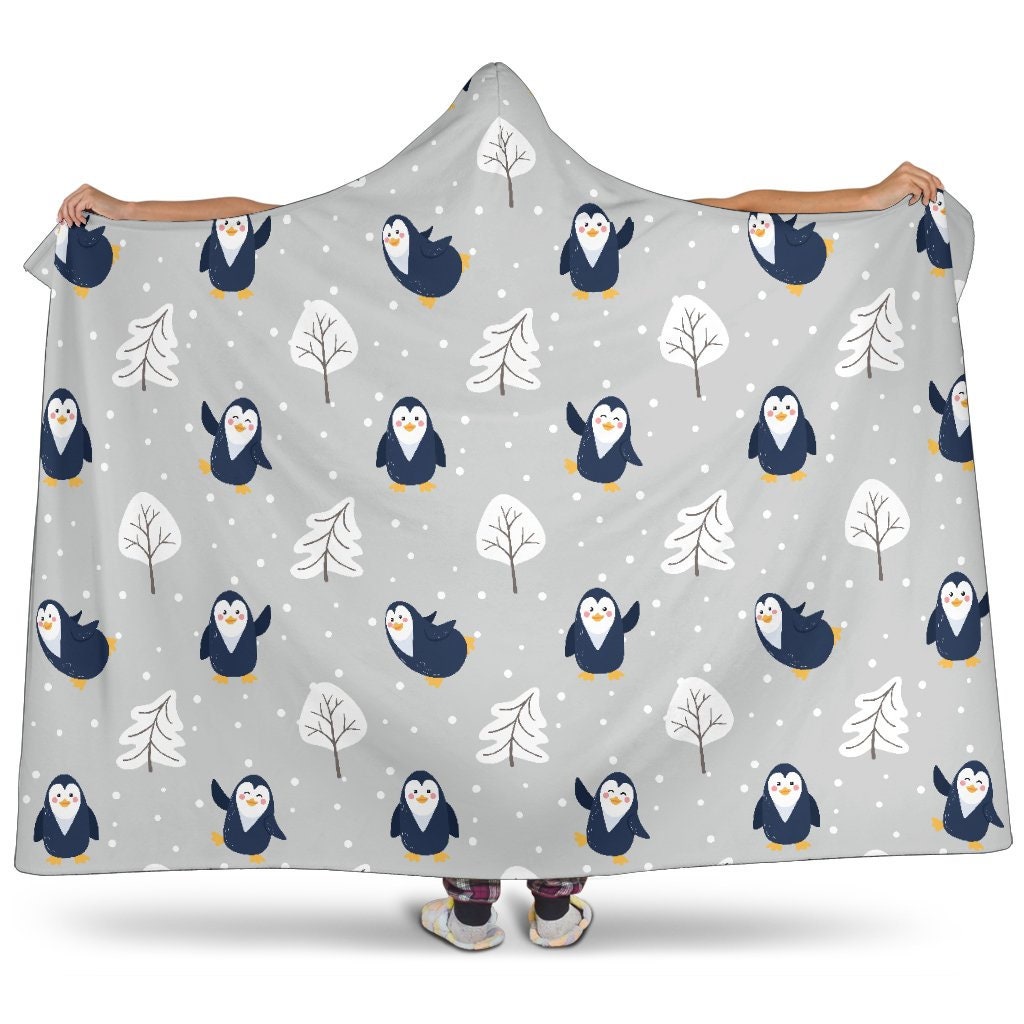 Penguin Print Hooded Blanket Penguin Print Blanket Soft | Etsy