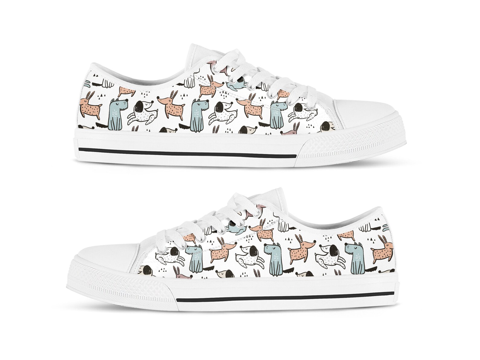 sneakers with dog prints