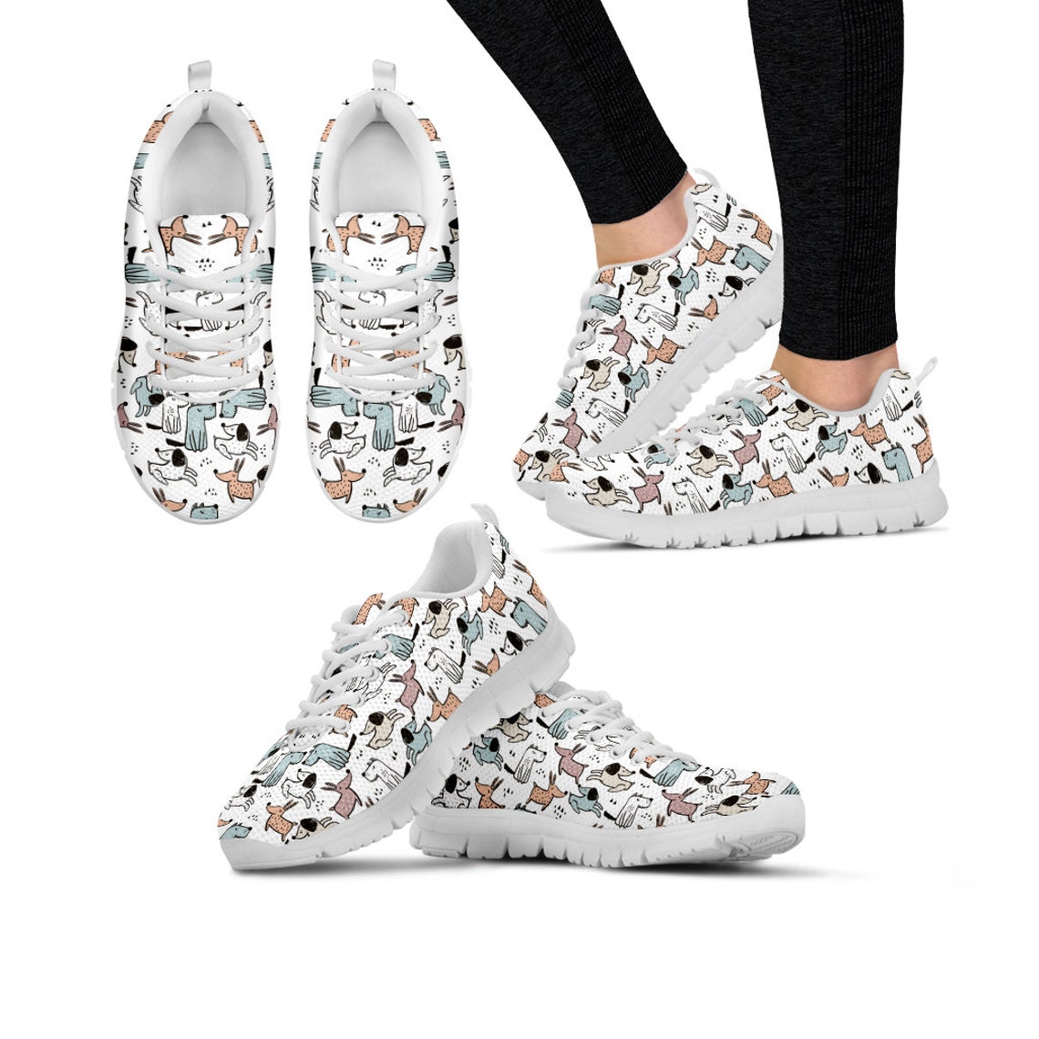 sneakers with dog prints