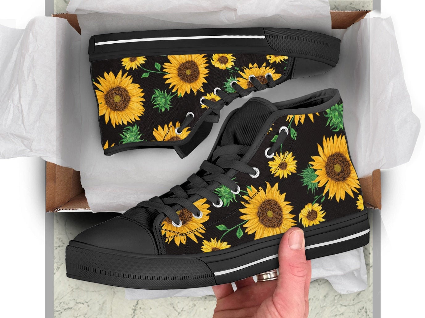 Best Sunflower Shoes Sunflower Sneakers Cute Shoes Sunflower Etsy