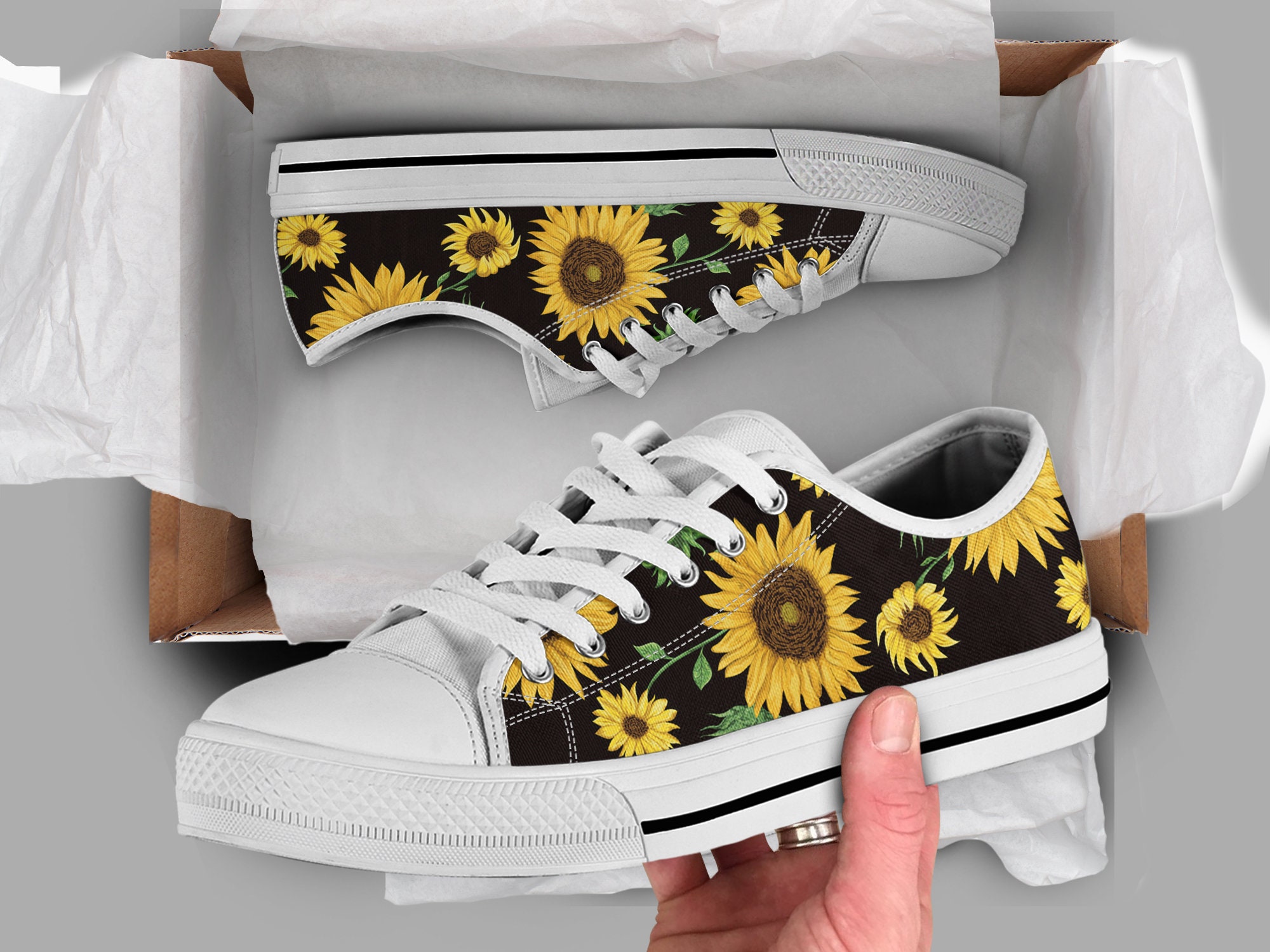 Best Sunflower Shoes Sunflower Sneakers Cute Shoes Sunflower Etsy