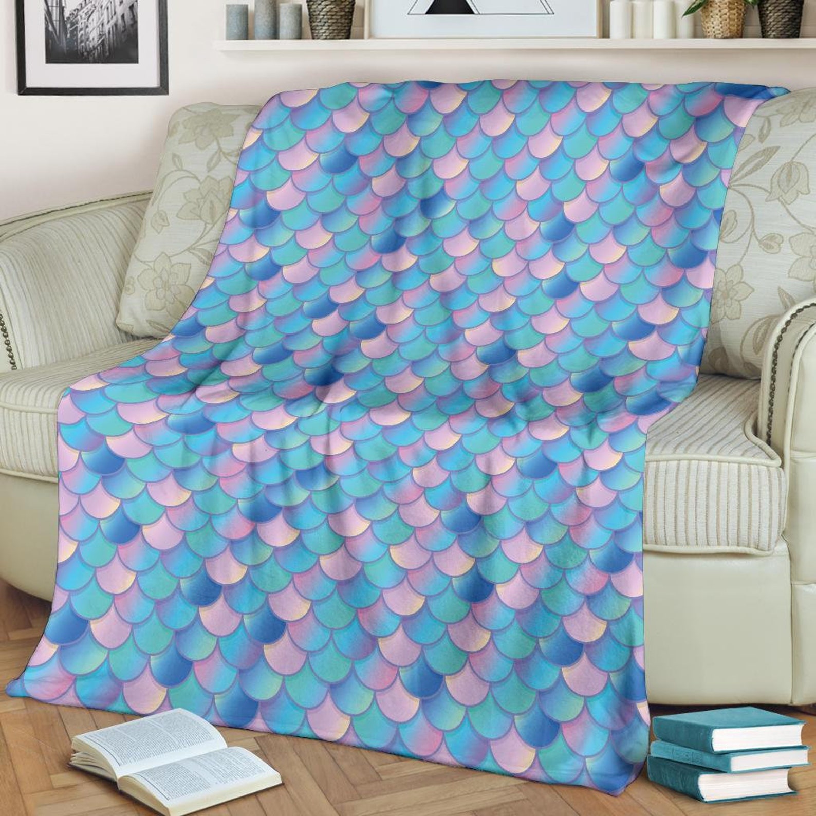 Mermaid Blanket Mermaid Throw Blanket Mermaid Fleece Etsy