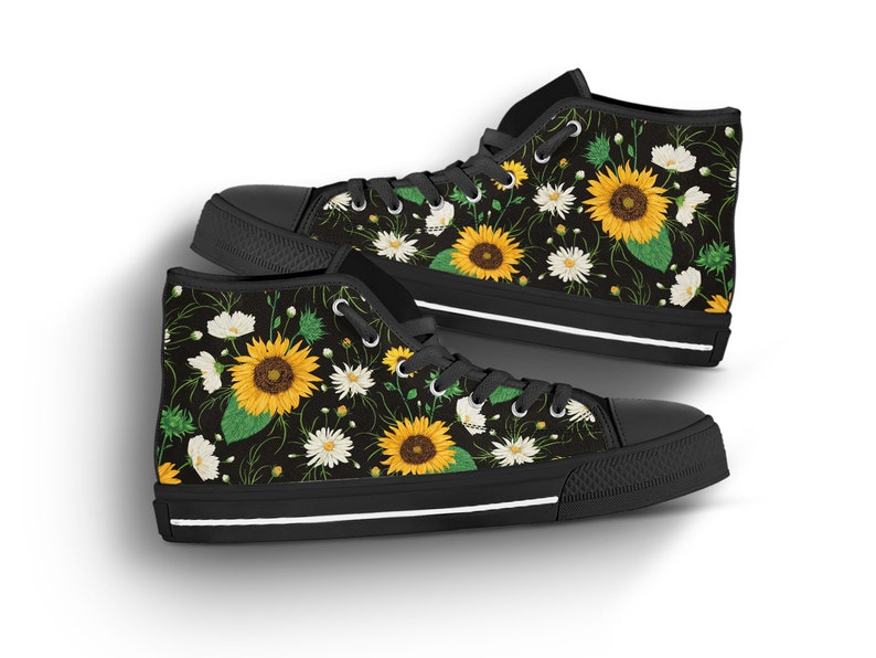Black Sunflower Shoes Sunflower Sneakers Cute Shoes