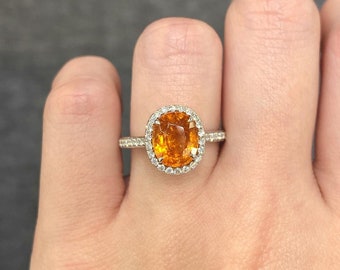 Vintage Mandarin garnet ring gorgeous ring 925 sterling silver gorgeous orange Garnet ring,ring for gift engagement ring wedding ring.
