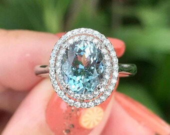 Vintage Aquamarine ring Mother day gift Aquamarine ring 925 sterling silver march birth stone Aquamarine Engagement promise anniversary ring