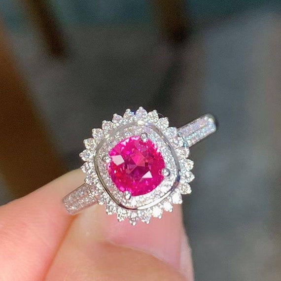 Pink sapphire deals ring etsy