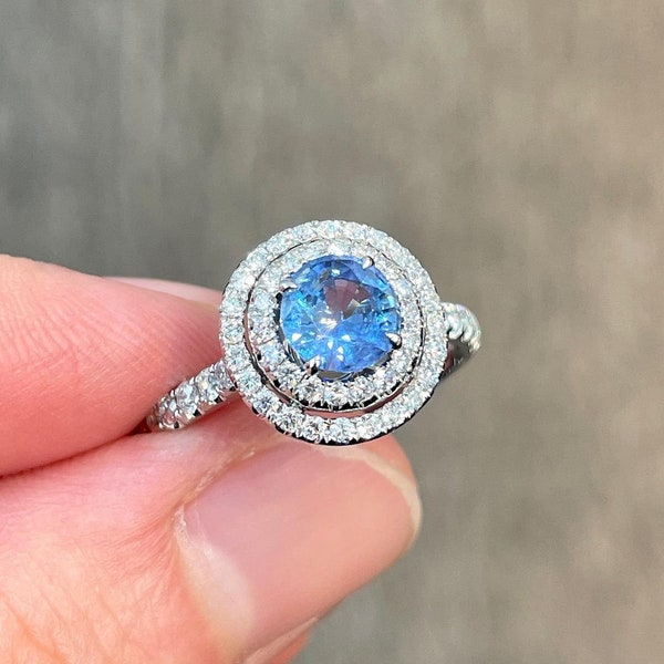 Gorgeous Sapphire Ring round Cut Blue sapphire ring 925 sterling silver vintage Blue sapphire ring engagement wedding anniversary ring.