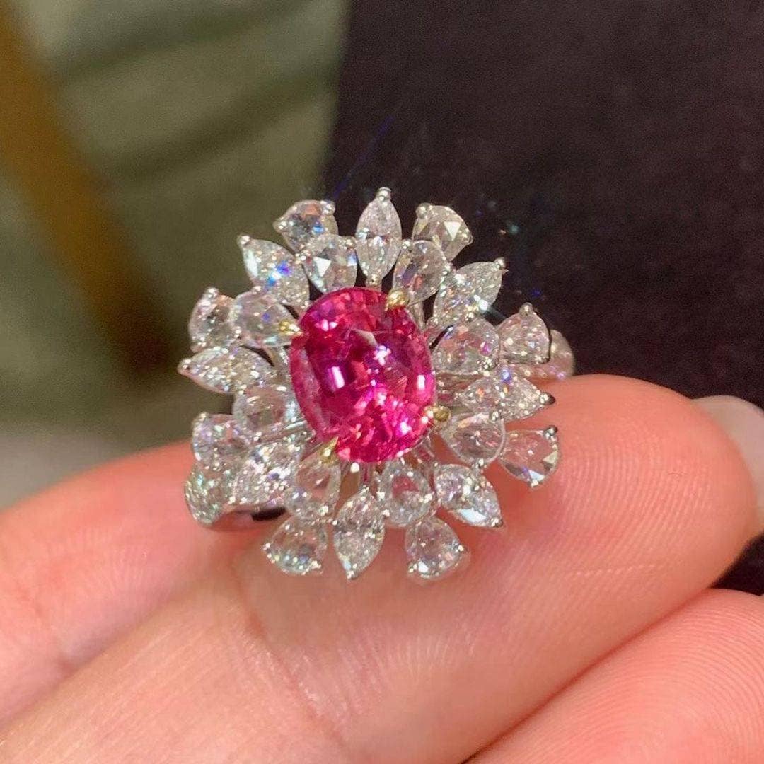 Vintage Mahenge Vivid Hot Pink Spinel Ring 925 Sterling Silver Hot Pink ...