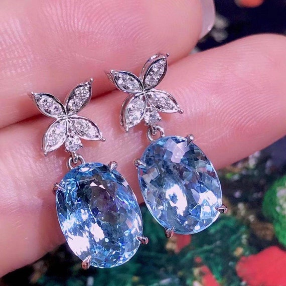 Unique Design Santa Maria Aquamarine Earrings 925 Sterling Silver