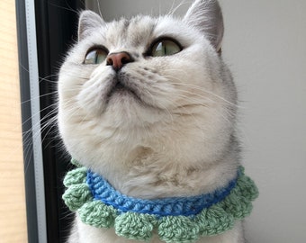 Handmade Flower Pedals Crochet Cat Collar,cat gift,Cat accessory, Cat knit collar, Cute Cat knitting collar, knitting cat gift