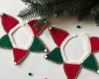 Christmas pet bandana collar, Crochet Cat collar, Cat gift,Christmas gift for cat,Handmade knit hat for cat,Pet accessories