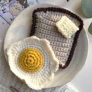 Crochet Breakfast Catnip Toy,Toast toy,Cat Birthday Gifts,Fried Egg, Handmade Mushroom Toy,Cookies Catnip Toy,Play Food Set,Oreo Cakes, Fried Egg