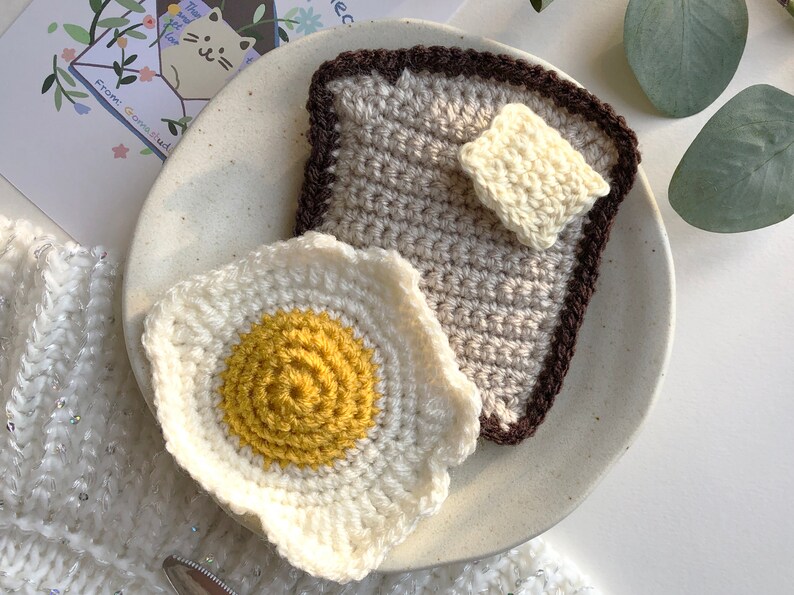 Crochet Breakfast Catnip Toy,Toast toy,Cat Birthday Gifts,Fried Egg, Handmade Mushroom Toy,Cookies Catnip Toy,Play Food Set,Oreo Cakes, Fried Egg