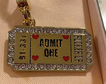 NWT and BOX Juicy Couture Juicy Kissing Booth gold tone and crystals. #YRJU4678