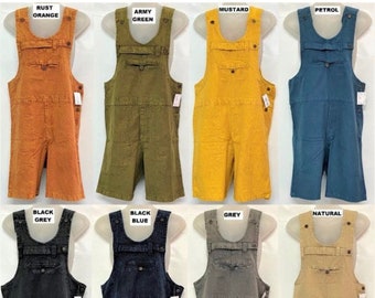 Ethnic Funky Hippy Festivals / Coton Bio Boho DUNGAREES SHORT- Fleur -Combinaison -Himalaya!