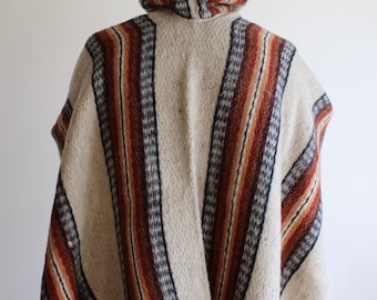 Wool, Mens, Unisex, Original, Brown, South American, Handwoven, Poncho, Cape, Coat ,Cloak, Pullover, Perfect Gift