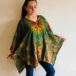 Ladies Big Sizes 14-20 -Tie Dye -Hippie -Boho -Festival -Loose Top- Ethic -Fair trade
