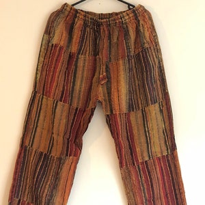 Men&#39;s Patchwork Cotton Trousers: Fair Trade Himalayan Pants