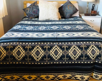 King Size Alpaca Wool Blanket: Reversible Andean Throw