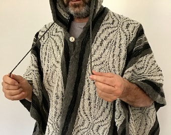 100% lana, uomo, unisex, originale, sudamericano, tessuto a mano, a righe, poncho, mantello, cappotto, giacca, musica, festival, commercio equo, regalo perfetto