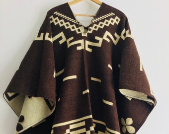 Replica leggera del poncho Clint Eastwood, marrone, misto lana, tessuto a mano in Sud America, mantello, cappotto, giacca, commercio equo e solidale, regalo perfetto