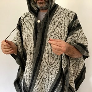 100 Wool Mens Unisex Original South American Handwoven Striped Poncho Cape Coat Jacket Music Festival Fair trade PerfectGift