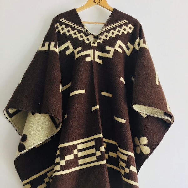 Clint Eastwood Poncho Lightweight Replica ,Brown, Wool Blend, Handwoven in South America, cape, coat, Jacket, Fair trade, Perfect Gift