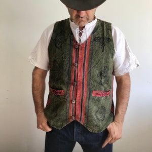 Colorful Men&#39;s Waistcoat: Organic Himalayan Cotton Boho Vest