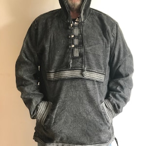 Organic Cotton Smock Jacket: Himalayan Hooded Stonewash Coat