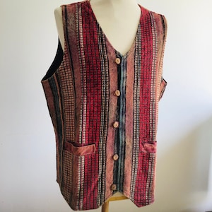 Colorful Men's Waistcoat 100%  Organic Himalayan  Cotton Fair trade Boho, Casual, formal , dress smart occasions,  styles Handmade in  Nepal