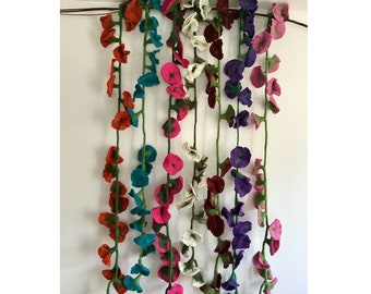 Handcrafted Felt Flower Garlands - Floral Decor - Decorative Garland - Wedding or Home Decor - Mantle Decorations - Handmade Wall Hanging