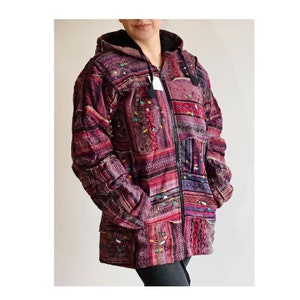Out Stitched, Mens, Unisex, Fleece Lined, Rusty, Brushed Looks, Festival, Hoodie, Boho, Cotton Jacket, Himalayan Made, Perfect Gift For Him!