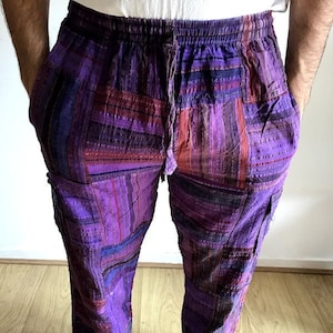 Men&#39;s Patchwork Cotton Trousers: Fair Trade Himalayan Pants