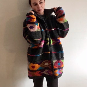 Hand Knitted Wool Cardigan: South American Fair Trade Sweater