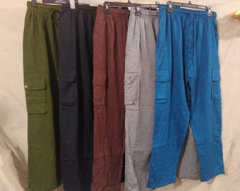 Soft , Plain, Light 100% Cotton ,Men, Breathable, Elastic Waist, Loose, Pants ,Trousers, Fair Himalayan Made, Perfect Gift For Him!