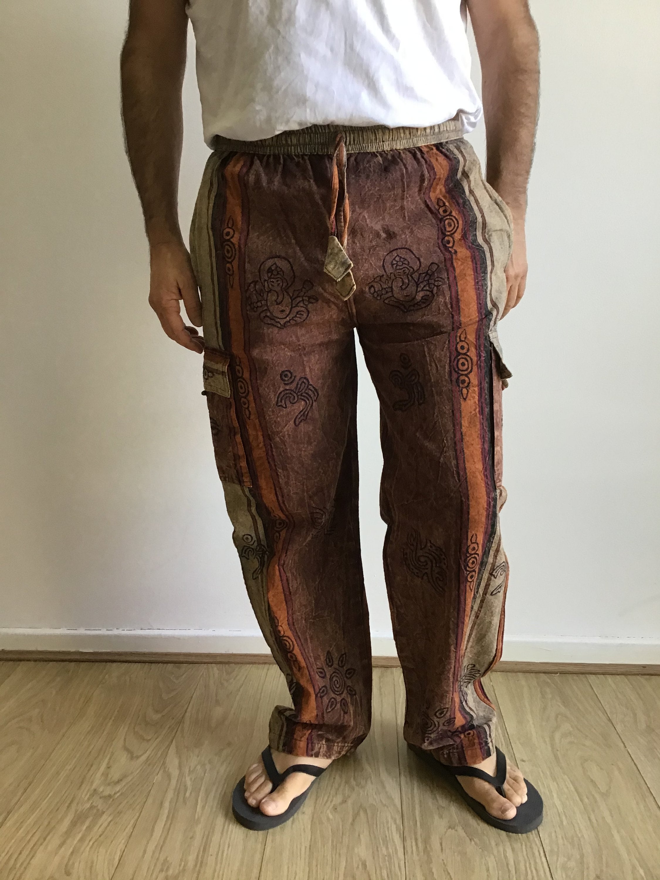 70er Goa Hippie Patchwork Cord Schlaghose Türkis