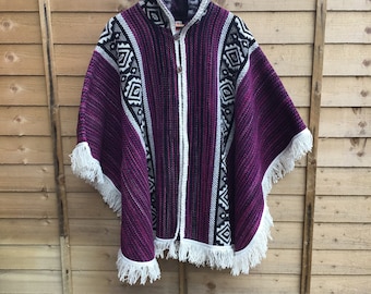 Original, South American ,poncho, Hooded, Handmade, Coat