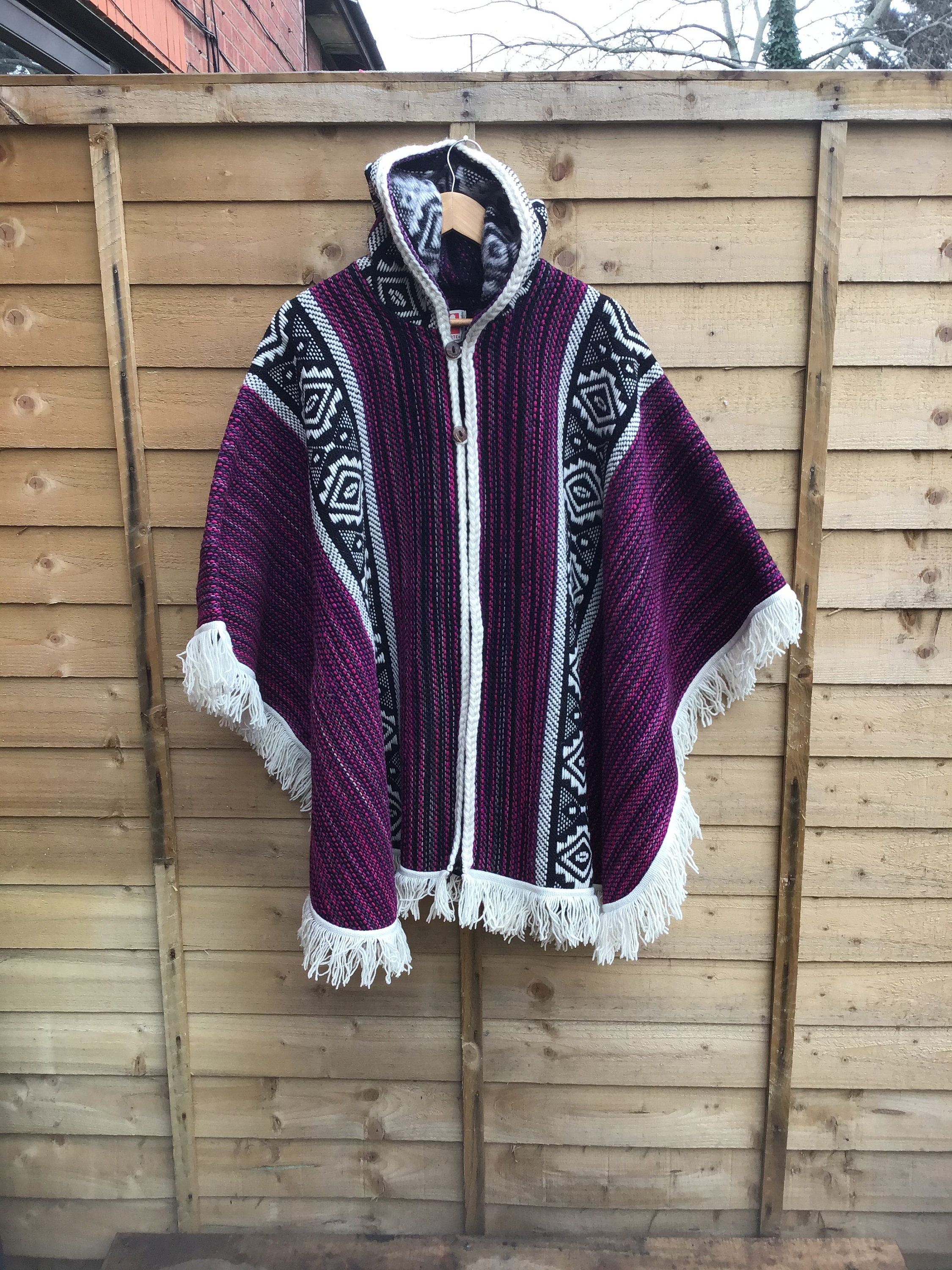 Original, South American ,poncho, Hooded, Handmade, Coat