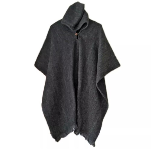 Black Unisex Original South American poncho Hooded - Etsy