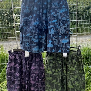 Herr cargoshorts med svampmönster i bomull: Boho hippie festivalstil