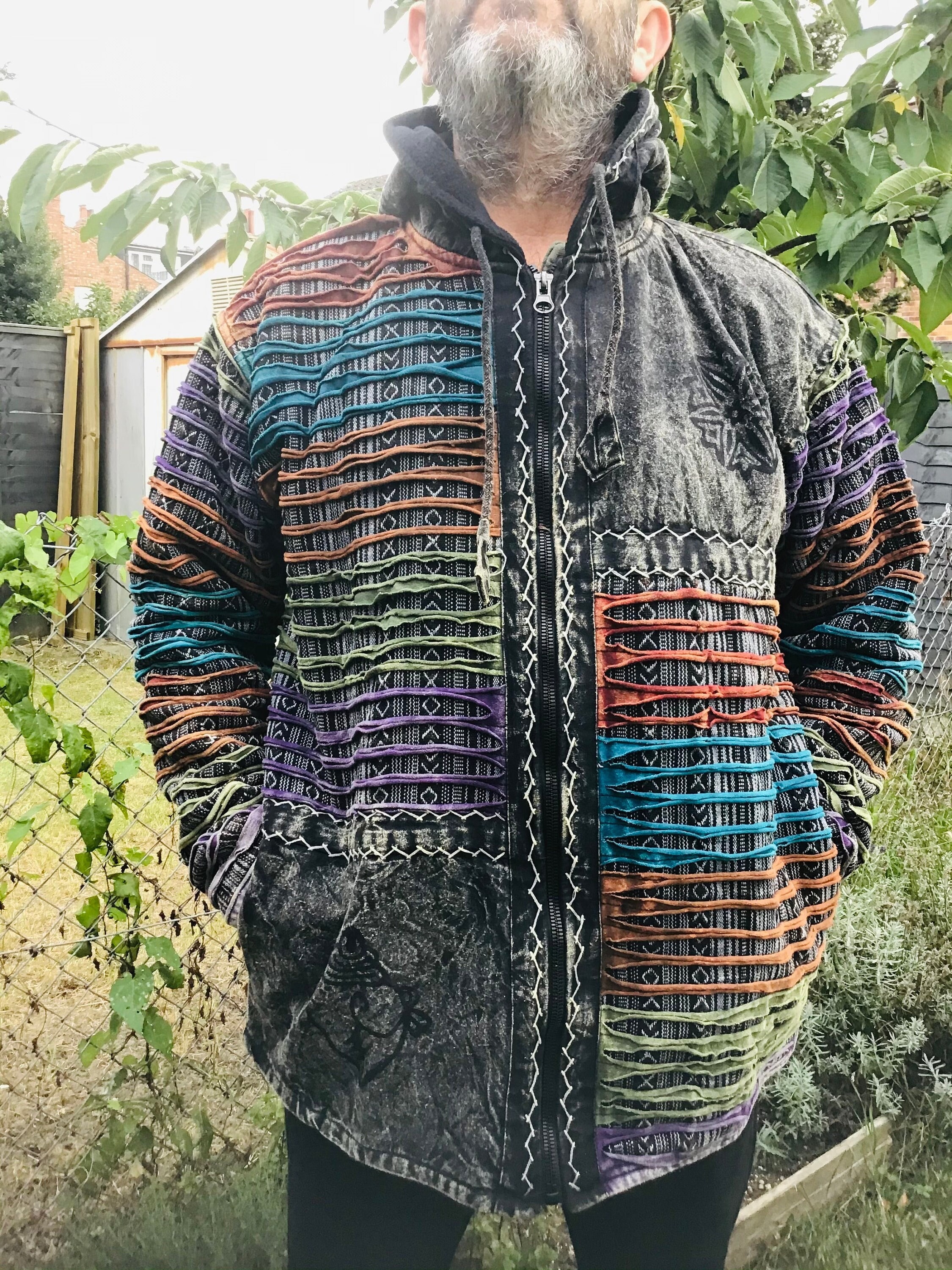 Felpa Con Cappuccio Foderata In Pile Da Uomo: Giacca Boho - Foto 8