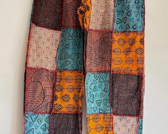 Pantalon africain en patchwork | Pantalon Ankara fait main | Pantalon unisexe coloré Boho Lounge à taille élastique | Vêtements artisanaux éthiques | Grande taille