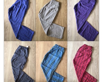 Soft , Striped, Light 100% Cotton ,Men, Breathable, Elastic Waist, Loose, Pants ,Trousers, Fair Himalayan Made, Perfect Gift For Him!