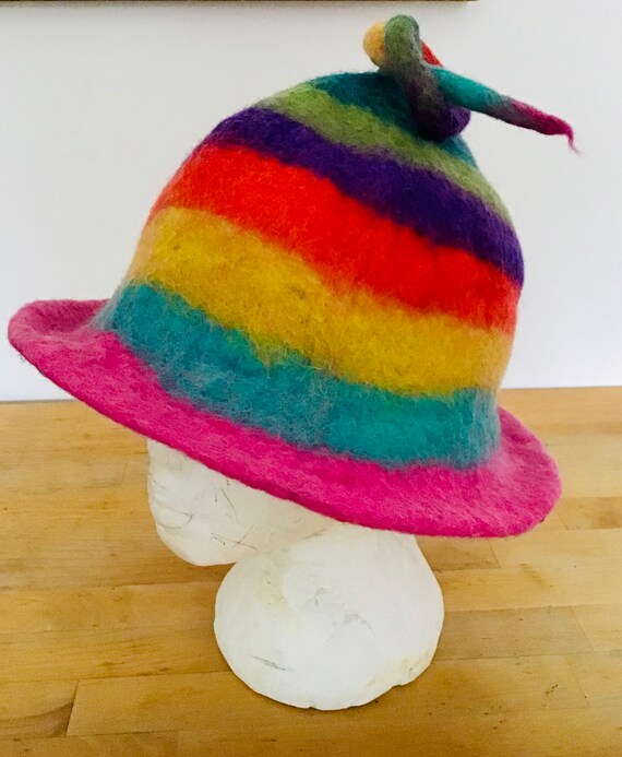 Colorful ? rainbow handmade felted hat size S/M Sauna hat  main image 3