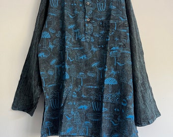 Mann- Pilz, Shirt, Hippie, Boho, Festival, Collarless Opa Buntes Top Perfekt für Ihn!