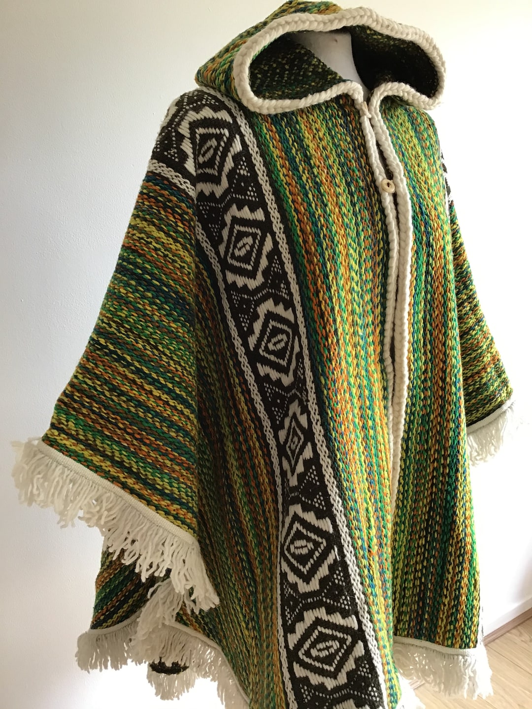 Original Poncho From Ecuador,woman, Natural Color, SHEEP
