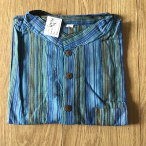 Striped Cotton Grandad Shirt: Soft Breathable Fair Trade Kurta