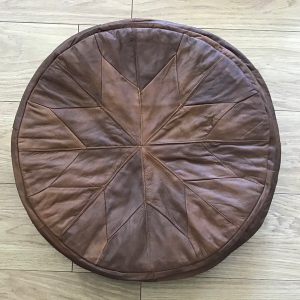 SALE! New Fair Trade Hand Made Soft Leather Boho Pouffe Footstool From Istanbul Turkey